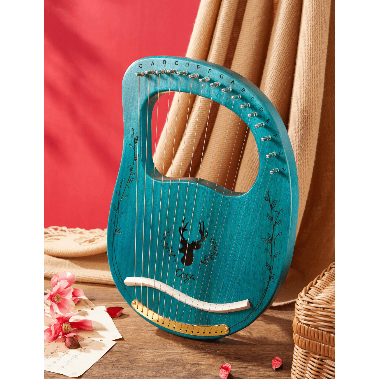 Lyre Harp 16 String CEGA Reindeer Mahogany w/Bag - Multiple Colors - Little Kalimba Shop
