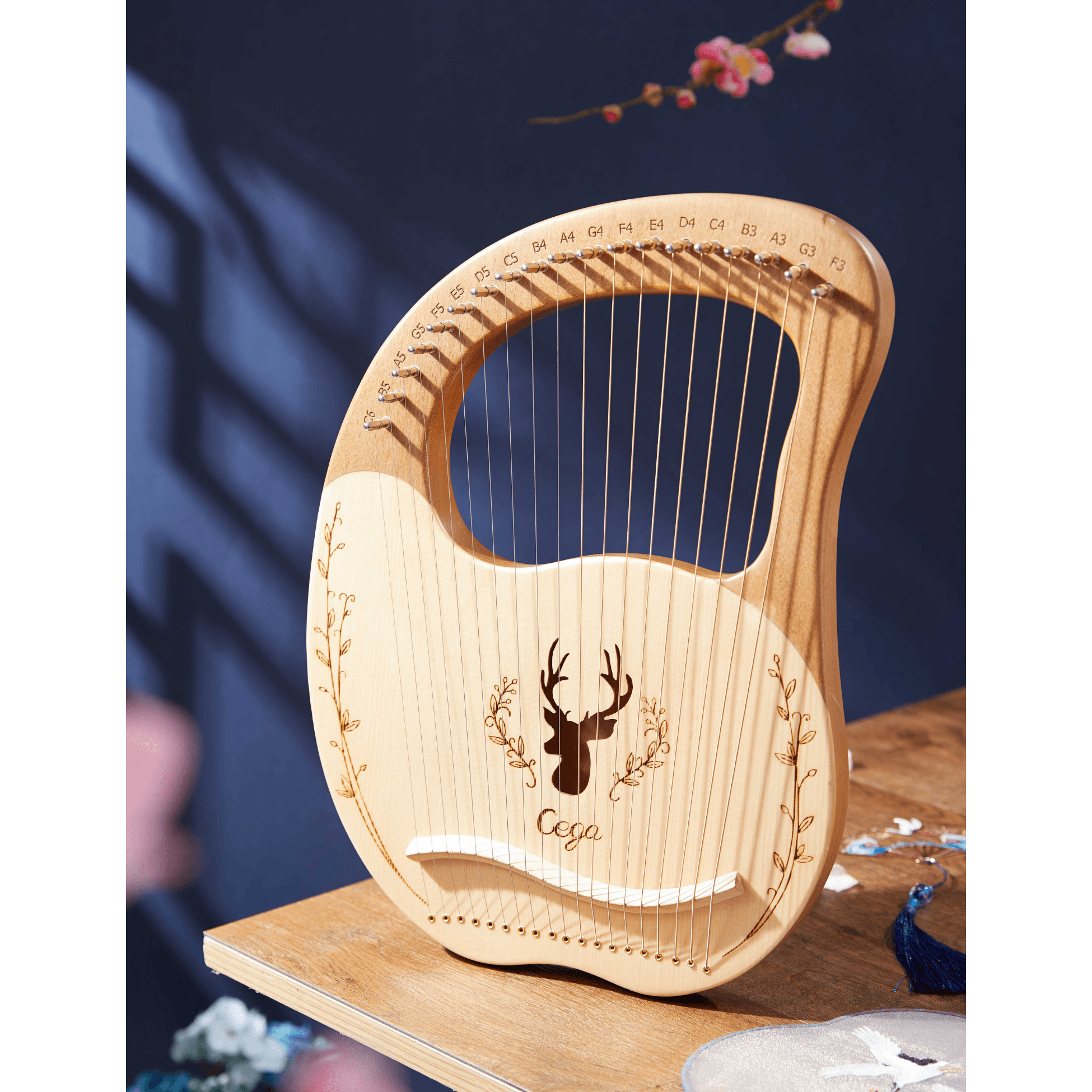 Lyre Harp 19 String CEGA Reindeer Mahogany w/Bag - Multiple Colors mini harp celtic harp sound dhealing music therapy