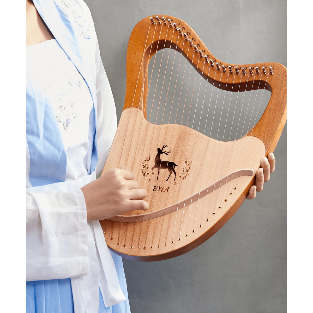 Lyre Harp 21 String BYLA Deer Mahogany mini harp musical instrument