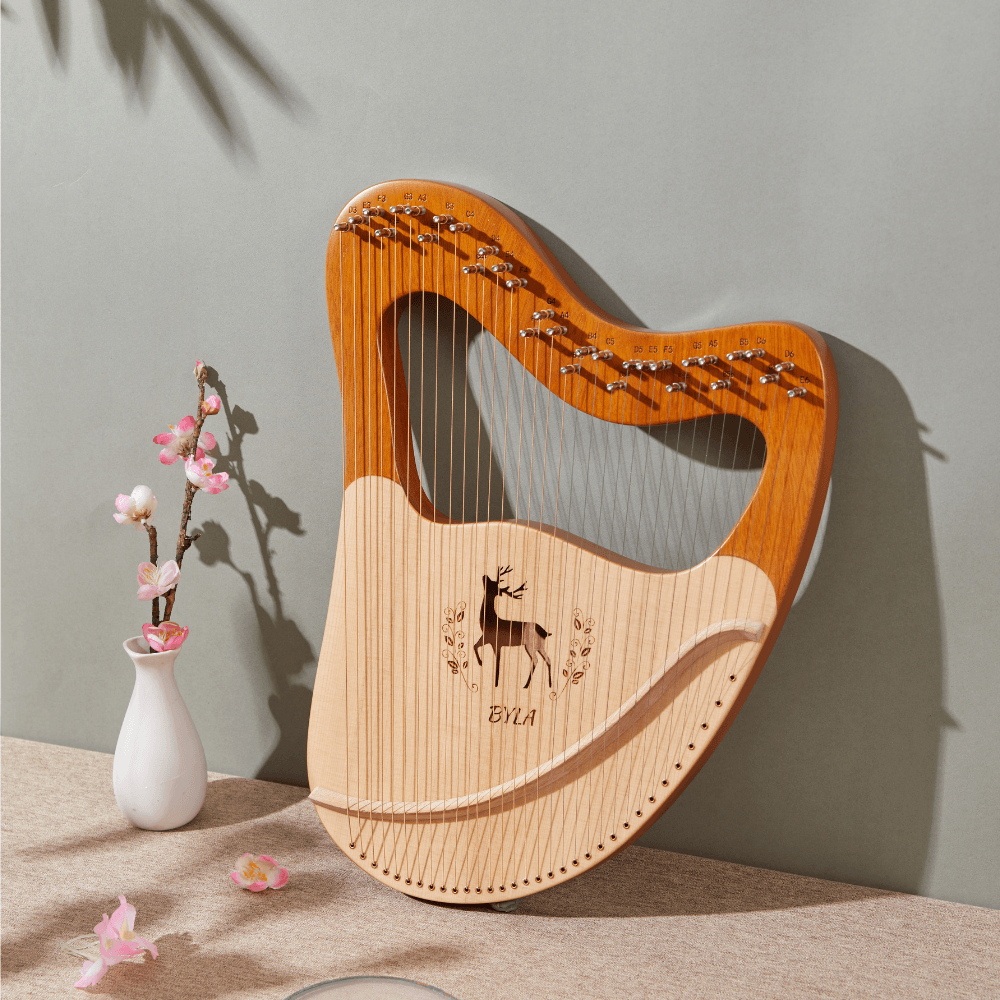 Lyre Harp 32 String BYLA Deer Mahogany w/Case