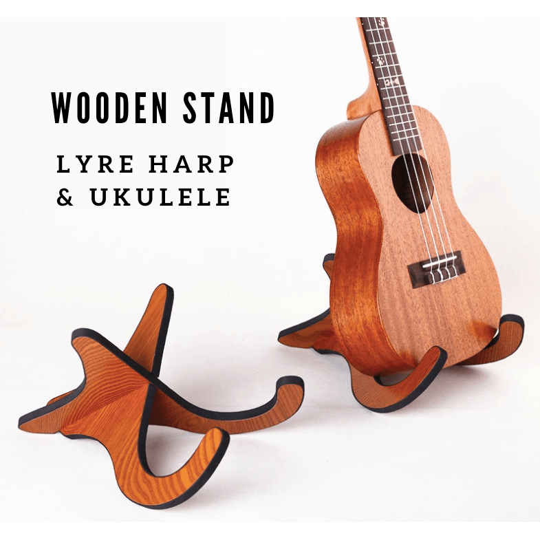 Lyre Harp & Ukulele Wooden Stand - Little Kalimba Shop