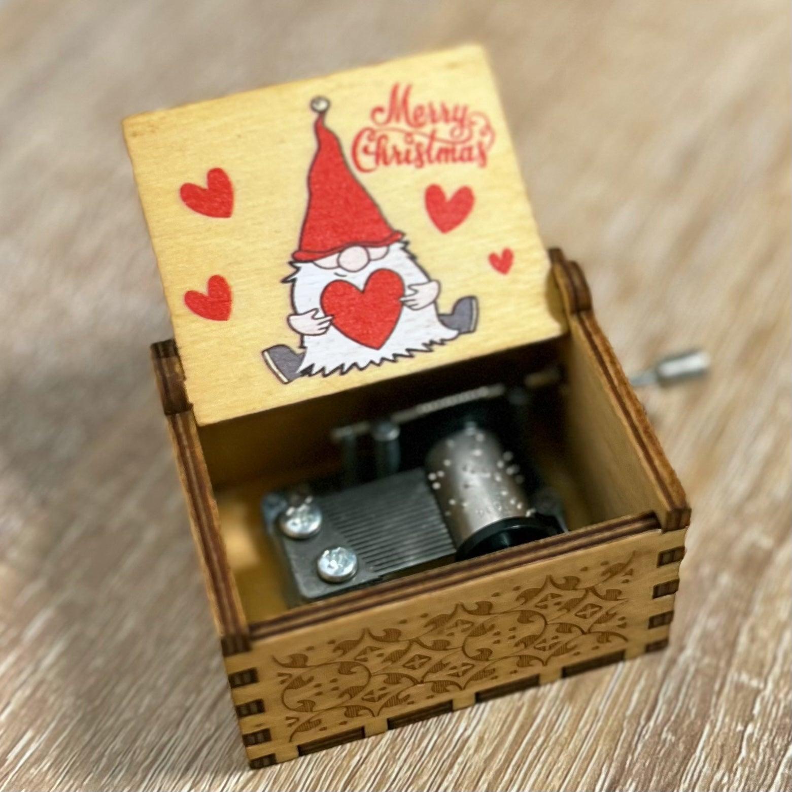 Music Box Wooden Hand Crank Merry Christmas Gift - Little Kalimba Shop