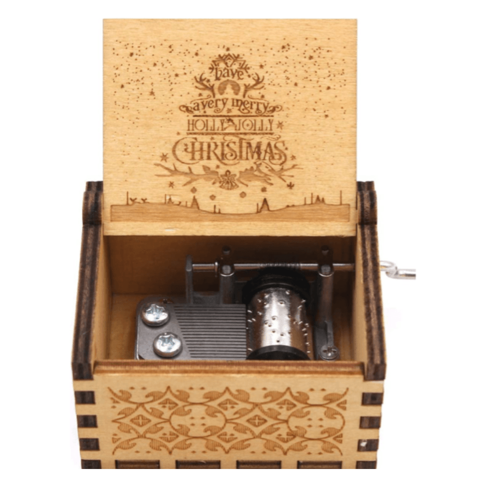Music Box Wooden Hand Crank Merry Christmas Gift Santa Claus kids christmas gift