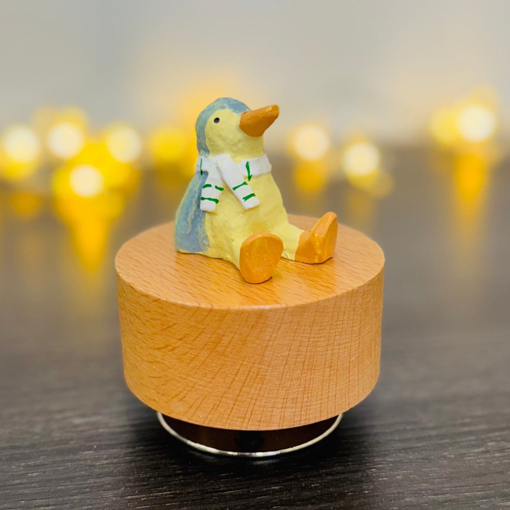 Music Box Handcrafted Wooden Penguin