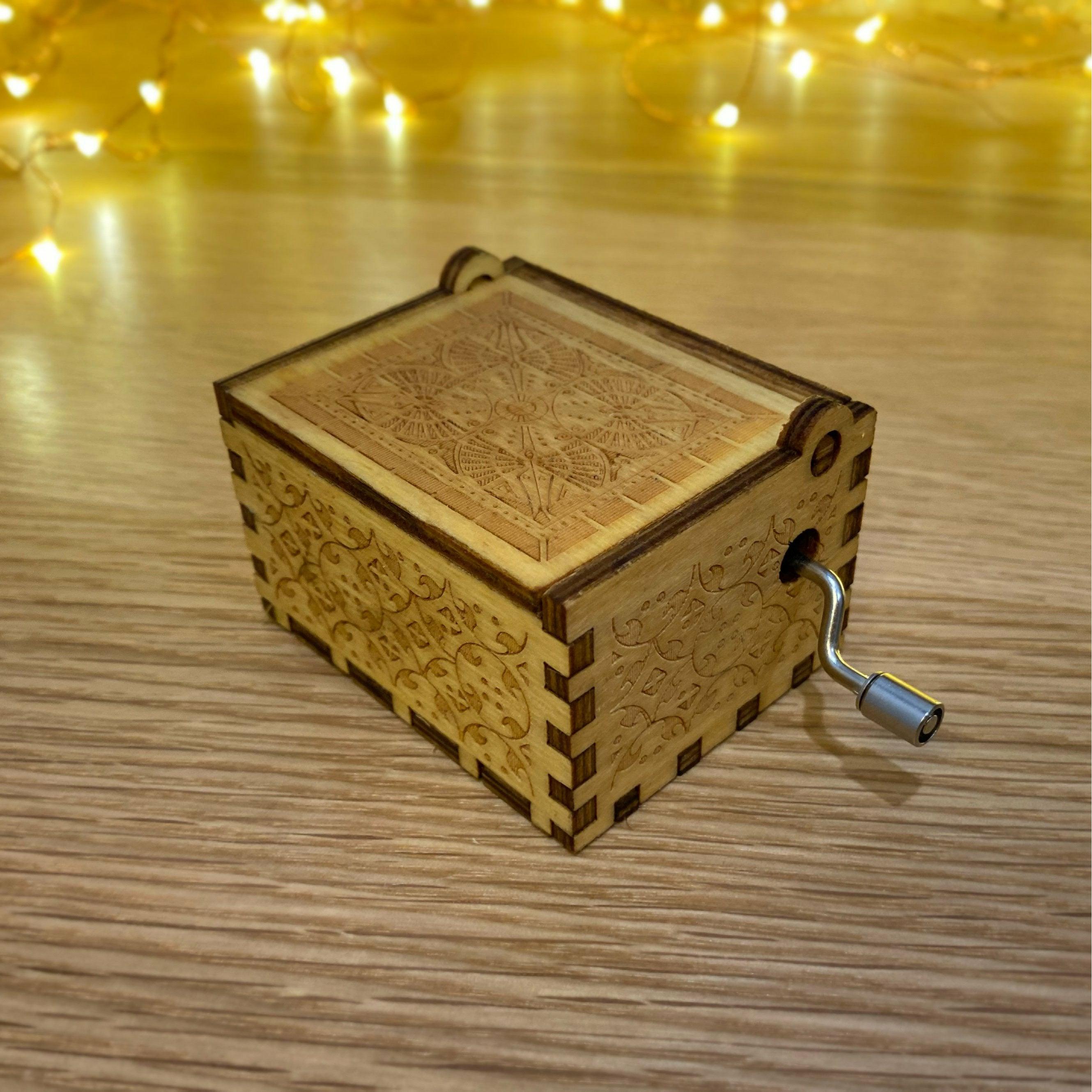Music Box Wooden Hand Crank Birthday Halloween Christmas Gift