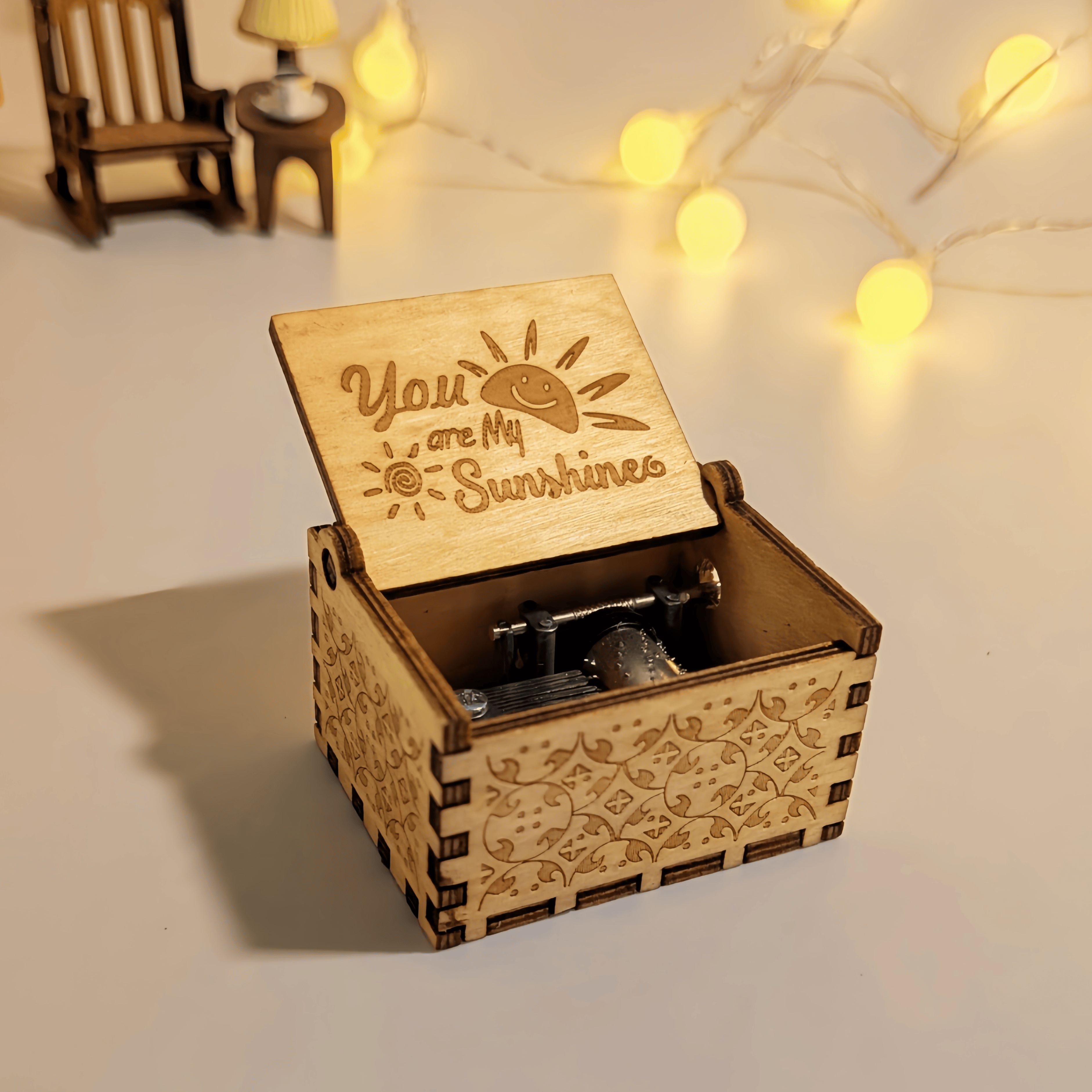 Music Box Wooden Hand Crank Classic