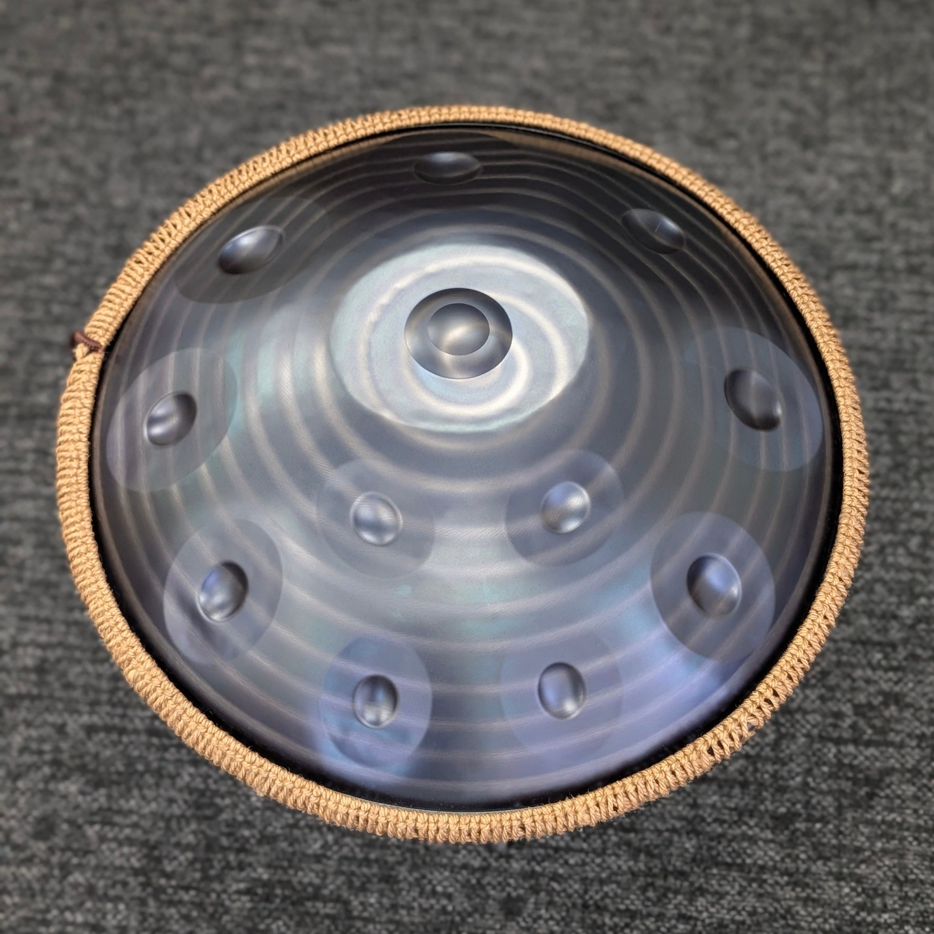 Buy beginner handpan in Australia – 55 cm Mandala 12-note D Kurd handpan, 432 Hz tuning, ideal beginner handpan for meditation, music therapy, acoustic performance, and creative expression.
