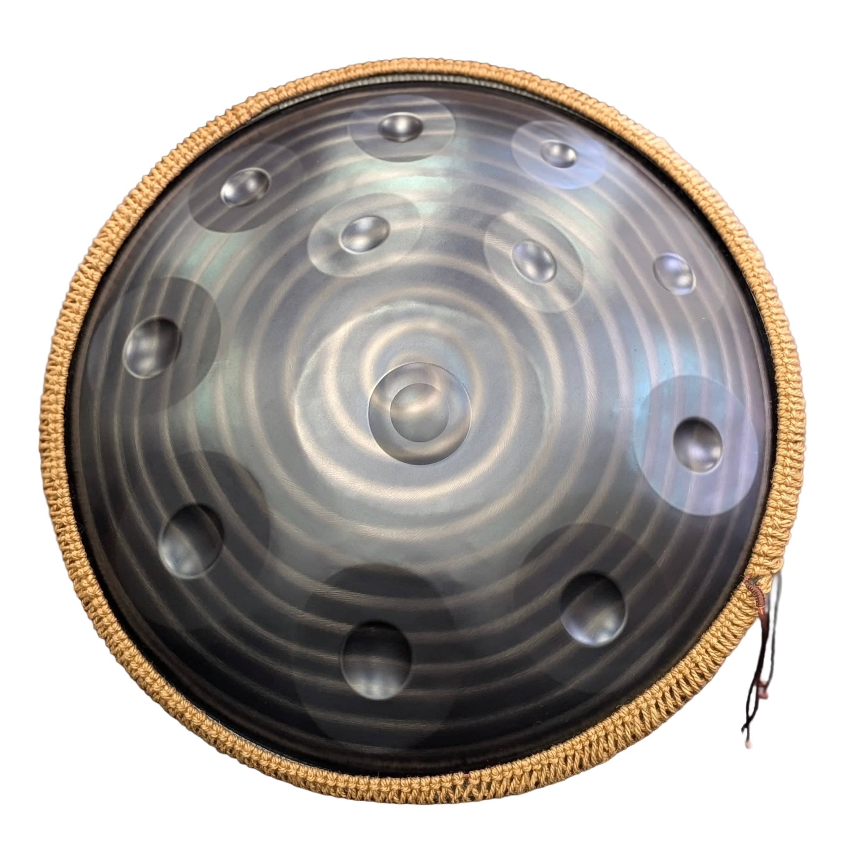 Buy beginner handpan in Australia – 55 cm Mandala 12-note D Kurd handpan, 432 Hz tuning, ideal beginner handpan for meditation, music therapy, acoustic performance, and creative expression.
