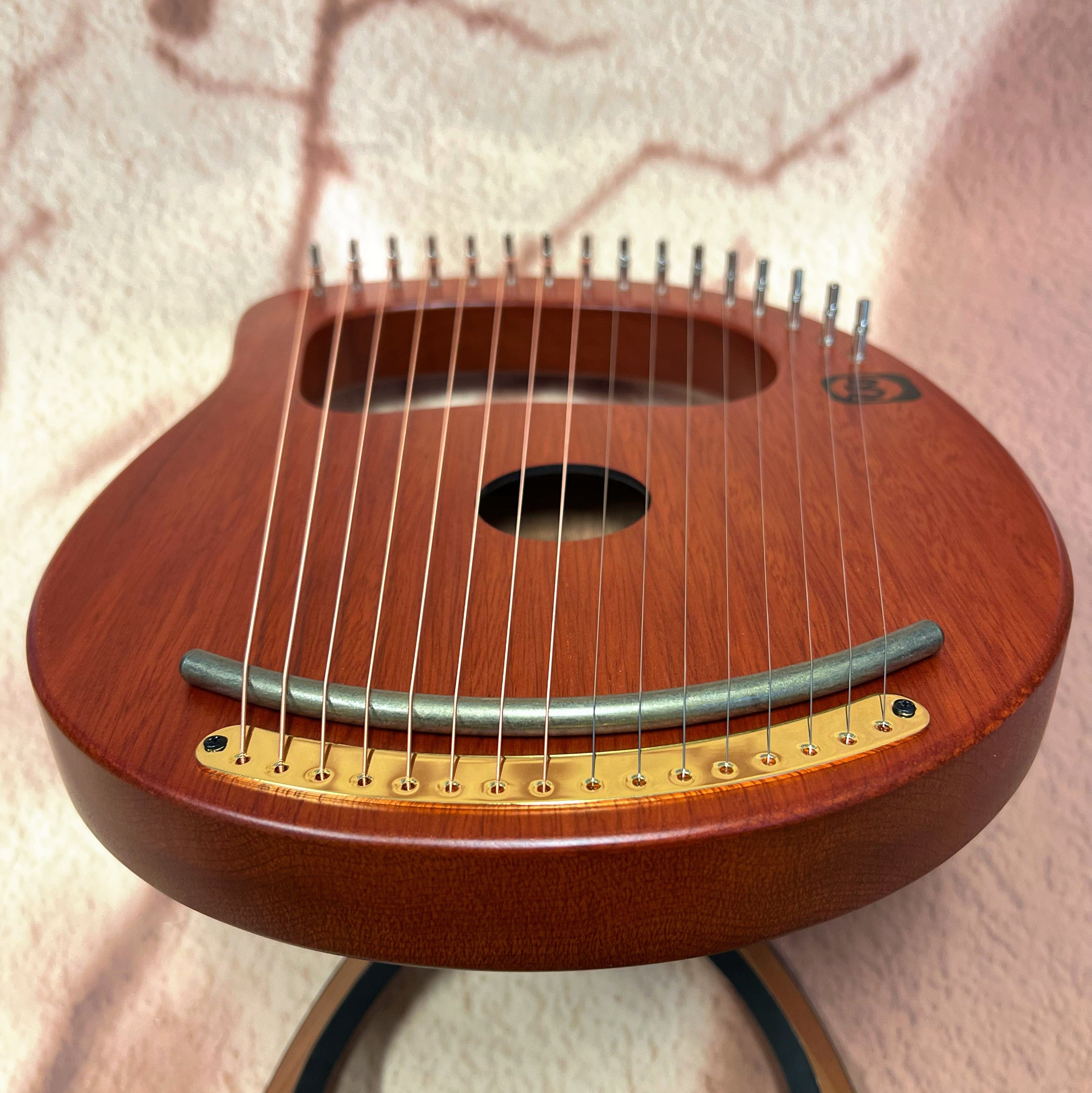 Lyre Harp 16 String Premium Mahogany w/Bag buy lyre harp mini harp Australia - Little Kalimba Shop