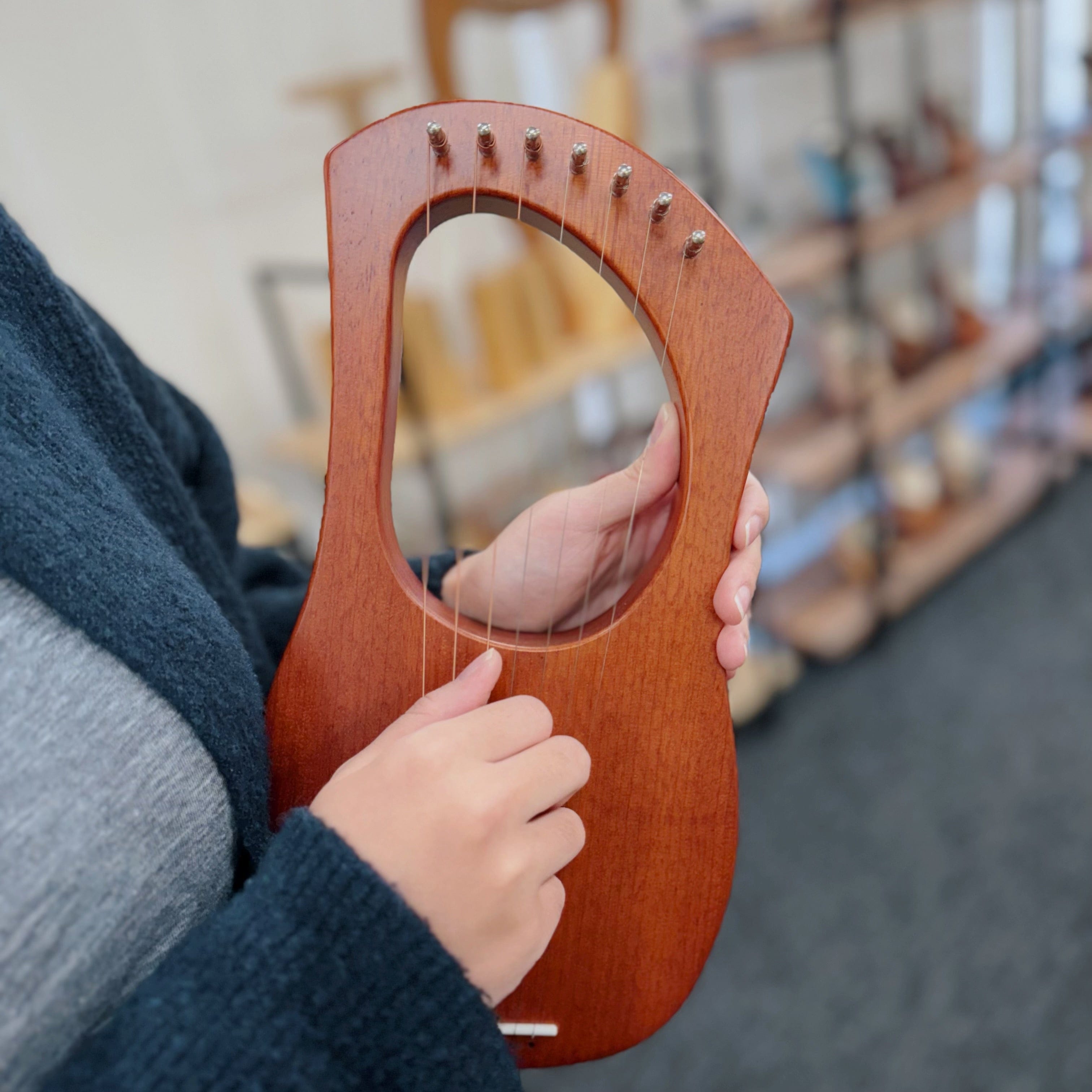 Lyre Harp 7 String Walter Premium Solid Mahogany Hollow w/Bag