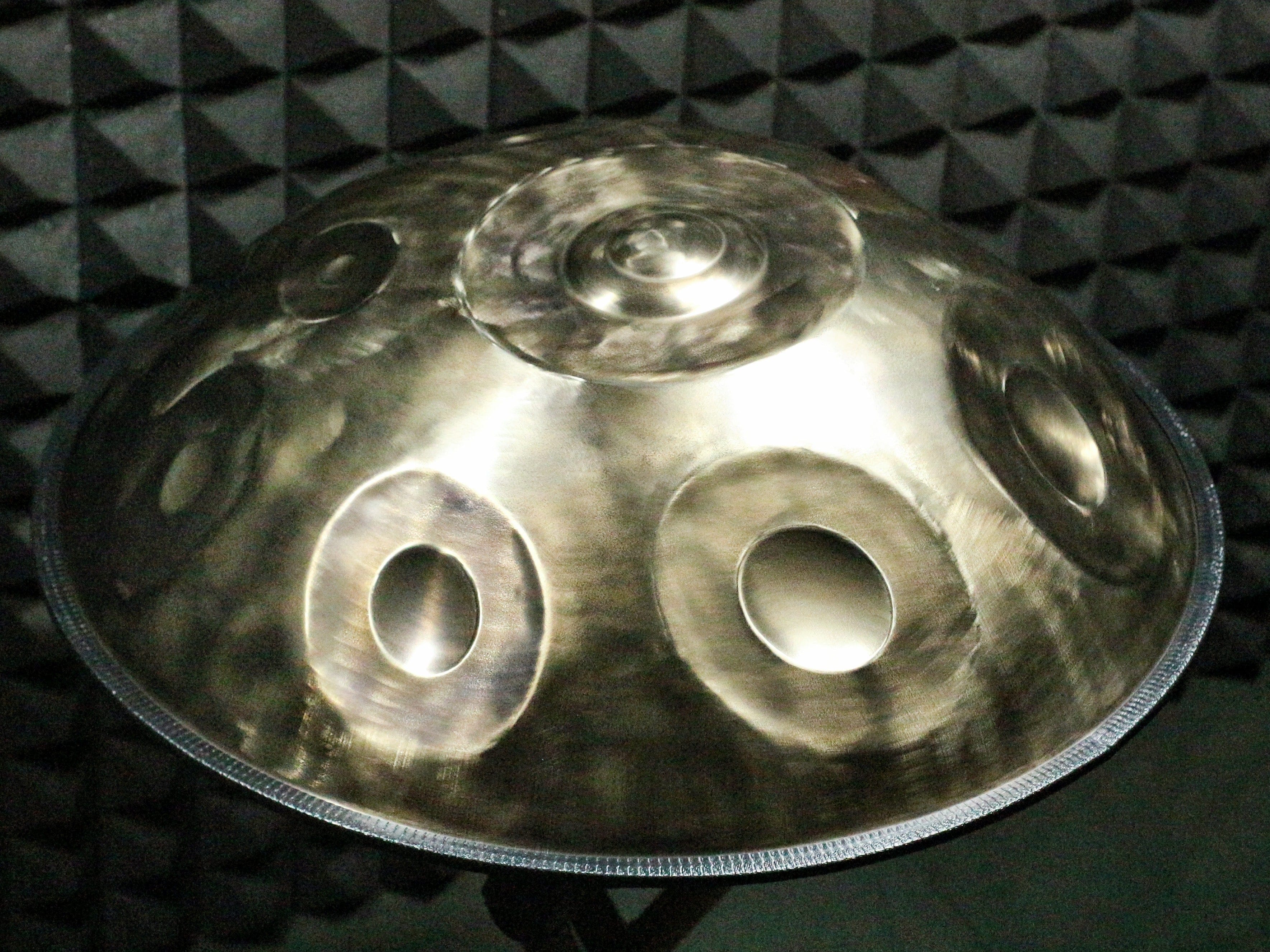 Buy Handpan Australia – YULA 15-Note C# Pygmy double-sided amber steel handpan, Quality Handpan with elegant bronze finish, Affordable Handpan and ideal Handpan for beginners.