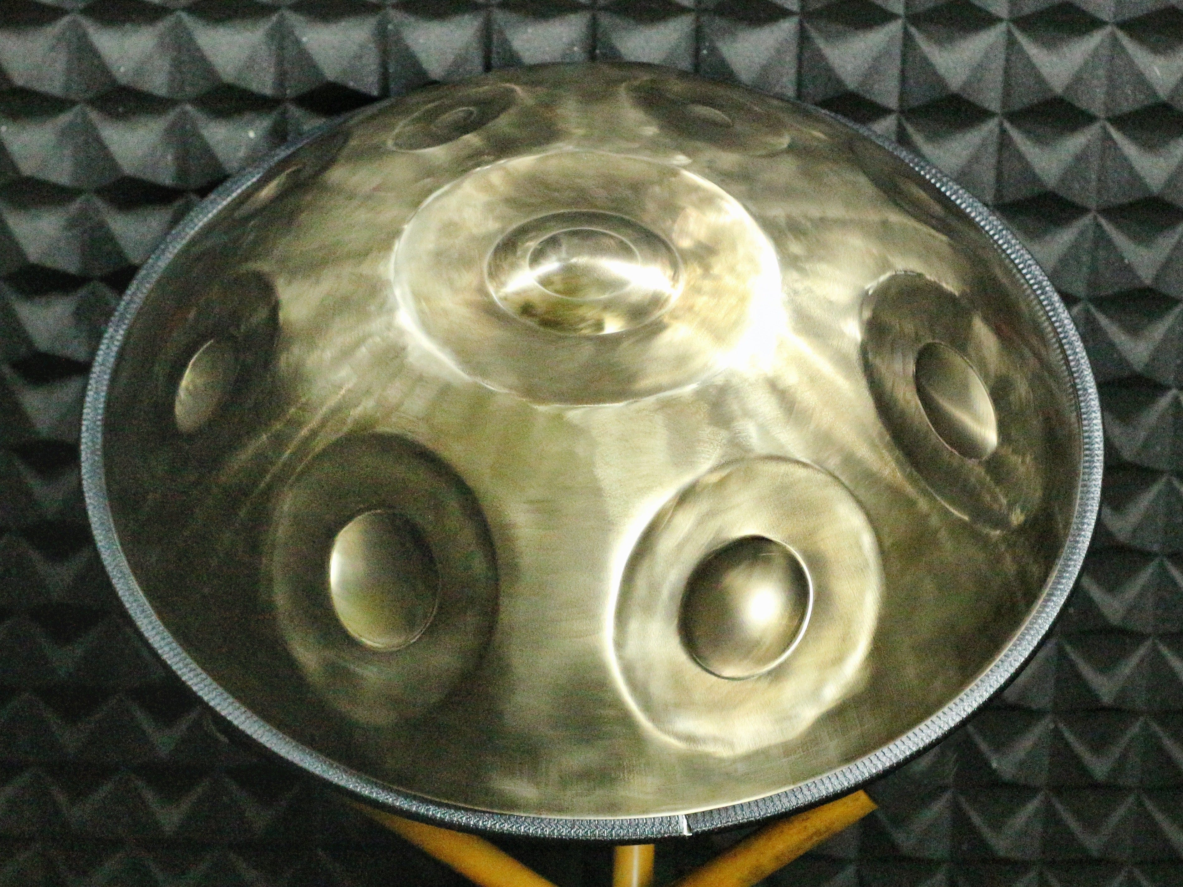 Buy Handpan Australia – YULA 15-Note C# Pygmy double-sided amber steel handpan, Quality Handpan with elegant bronze finish, Affordable Handpan and ideal Handpan for beginners.